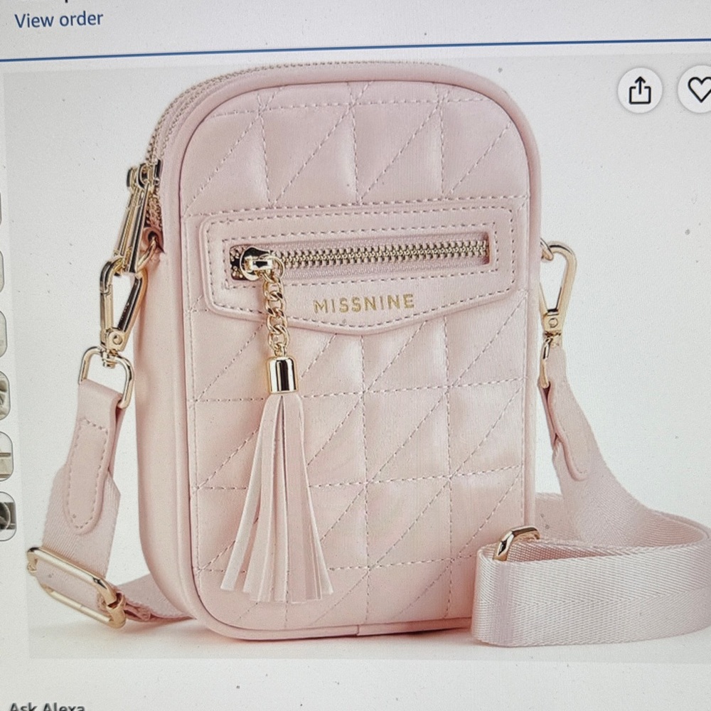 Quilted Pink Crossbody Bag with Tassel
